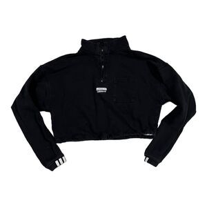 Adidas Originals Black Cropped Athletic Women's 1/2 Zip Sweatshirt M